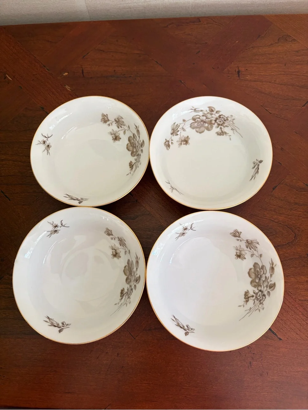 Vintage Johann Haviland Twilight Rose Set of 4 Berry Bowls, Bavaria Germany,